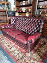 Load image into Gallery viewer, Vintage Highback Three Seater Chesterfield Sofa In Leather