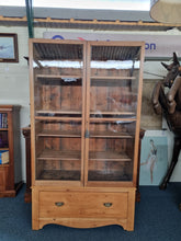 Load image into Gallery viewer, Vintage Glazed Stripped Pine Display Cabinet