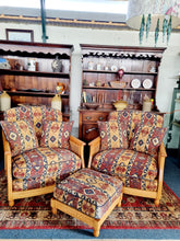 Load image into Gallery viewer, Pair Of Ercol Bergere Solid Ash Armchairs & Footstool