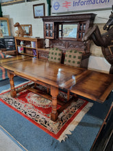 Load image into Gallery viewer, Oak Dining Table And Six Upholstered Dining Chairs