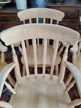 Load image into Gallery viewer, Beech Carver Dining/Kitchen Chairs Set Of Four