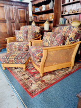 Load image into Gallery viewer, Pair Of Ercol Bergere Solid Ash Armchairs & Footstool