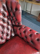 Load image into Gallery viewer, Vintage Highback Three Seater Chesterfield Sofa In Leather