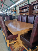 Load image into Gallery viewer, Oak Dining Table and Eight Chairs HUGE