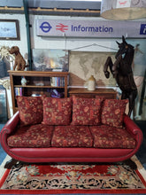 Load image into Gallery viewer, Antique Edwardian Red Leather And Upholstered Sofa