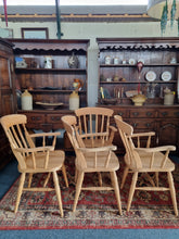 Load image into Gallery viewer, Beech Carver Dining/Kitchen Chairs Set Of Four