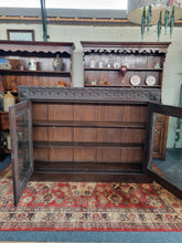 Load image into Gallery viewer, Victorian Ebonised Carved Oak Bookcase With Glazed Doors