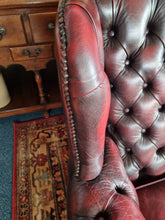 Load image into Gallery viewer, Vintage Highback Three Seater Chesterfield Sofa In Leather