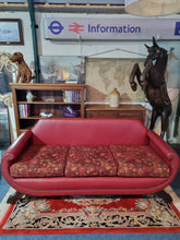 Load image into Gallery viewer, Antique Edwardian Red Leather And Upholstered Sofa