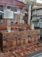 Load image into Gallery viewer, Carved Oak Dresser Base In The Style Of Titchmarsh And Goodwin