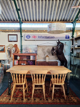 Load image into Gallery viewer, Farmhouse Vintage Scrub Top Pine Dining Table With Painted Legs And Two Drawers