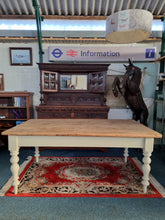 Load image into Gallery viewer, Victorian Antique Pine Kitchen Scrub Top Dining Table