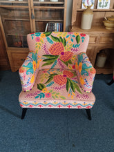 Load image into Gallery viewer, Armchair Upholstered With Decorative Hand Crewel Work Of Flowers