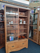 Load image into Gallery viewer, Vintage Glazed Stripped Pine Display Cabinet