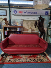 Load image into Gallery viewer, Antique Edwardian Red Leather And Upholstered Sofa