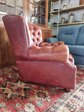 Load image into Gallery viewer, Vintage Leather Button Back Arm Chair