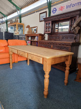 Load image into Gallery viewer, Vintage Farmhouse Scrub Top Pine Dining Table With Three Drawers - Charlotte Rose Interiors