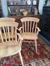 Load image into Gallery viewer, Beech Carver Dining/Kitchen Chairs Set Of Four