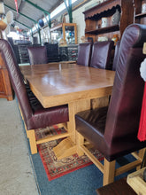Load image into Gallery viewer, Oak Dining Table and Eight Chairs HUGE