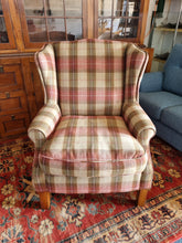 Load image into Gallery viewer, Wing Back Arm Chair In A Tartan Fabric