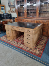 Load image into Gallery viewer, Antique Oak Partner's Desk Early 20th Century