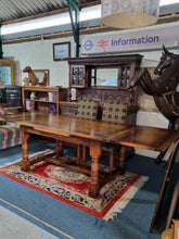 Load image into Gallery viewer, Oak Dining Table And Six Upholstered Dining Chairs