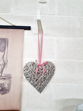 Load image into Gallery viewer, Wicker Heart With Check Ribbon - Charlotte Rose Interiors
