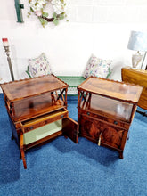 Load image into Gallery viewer, Pair Of Regency Style Inlaid Mahogany And Yew Wood Etageres