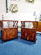 Load image into Gallery viewer, Pair Of Regency Style Inlaid Mahogany And Yew Wood Etageres