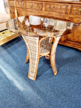 Load image into Gallery viewer, Smoked Glass And Rattan Table