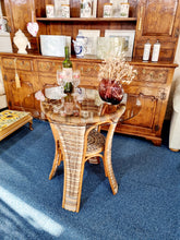 Load image into Gallery viewer, Smoked Glass And Rattan Table