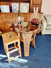 Load image into Gallery viewer, Smoked Glass And Rattan Table