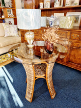 Load image into Gallery viewer, Smoked Glass And Rattan Table