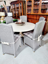 Load image into Gallery viewer, Pedestal Dining Table & Six Rattan Dining Chairs
