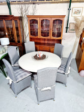 Load image into Gallery viewer, Pedestal Dining Table & Six Rattan Dining Chairs