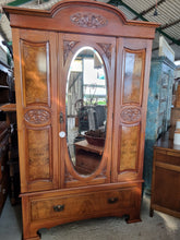Load image into Gallery viewer, Victorian Walnut & Burr Walnut Double Wardrobe