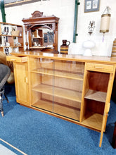 Load image into Gallery viewer, Mid Century Oak Glazed School Cupboard/Bookcase