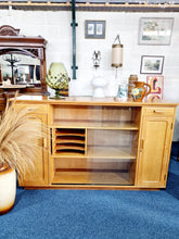 Load image into Gallery viewer, Mid Century Oak Glazed School Cupboard/Bookcase