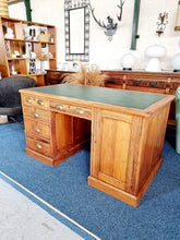 Load image into Gallery viewer, Victorian Pitch Pine Kneehole Desk