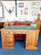 Load image into Gallery viewer, Victorian Pitch Pine Kneehole Desk