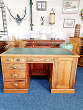 Load image into Gallery viewer, Victorian Pitch Pine Kneehole Desk