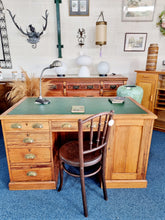 Load image into Gallery viewer, Victorian Pitch Pine Kneehole Desk