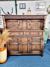 Load image into Gallery viewer, Antique Oak Court Cupboard With Secret Drawer