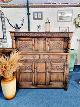 Load image into Gallery viewer, Antique Oak Court Cupboard With Secret Drawer