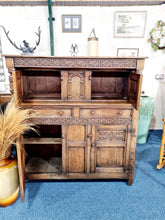 Load image into Gallery viewer, Antique Oak Court Cupboard With Secret Drawer