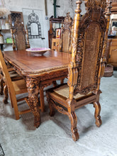 Load image into Gallery viewer, Large Ornate Dining Table & Four Ornate Dining Chairs