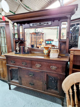 Load image into Gallery viewer, Late 19th Century Oak Art Nouveau Mirror Back Sideboard