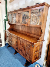 Load image into Gallery viewer, Carved Oak Glazed Dresser Handmade In The UK