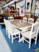 Load image into Gallery viewer, White Marble Top Dining Table & Six Dining Chairs