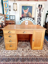 Load image into Gallery viewer, Vintage Oak Kneehole Desk